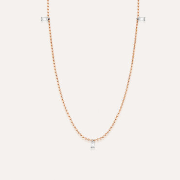Gina 0.14 CT Baguette Cut Diamond Rose Gold Pendant - Nev Jewellery