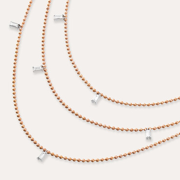 Gina 1.07 CT Baguette Cut Diamond Triple Row Necklace - Nev Jewellery