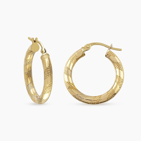 Gira Sarı Altın İtalyan Halka Küpe - Nev Jewellery