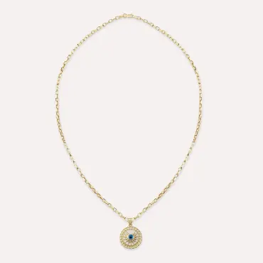 Glance Sarı Altın Nazar Kolye - Nev Jewellery (1)