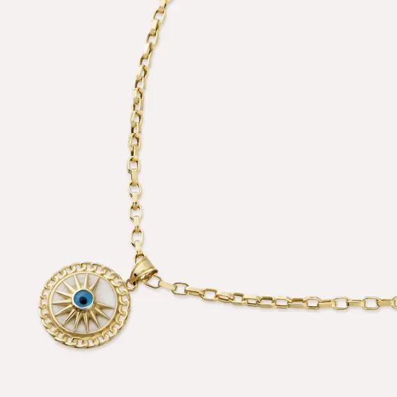 Glance Yellow Gold Evil Eye Necklace - 3