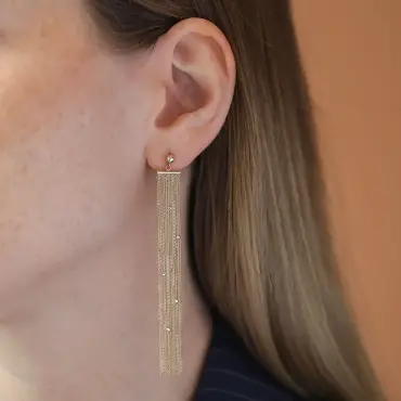 Glare Sallantılı Sarı Altın Küpe - Nev Jewellery (1)