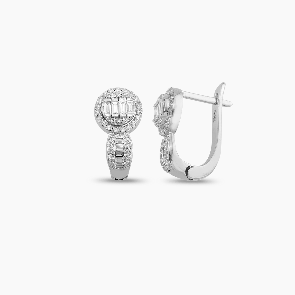 Gleam 0.71 CT Baguette Diamond White Gold Earrings - 1
