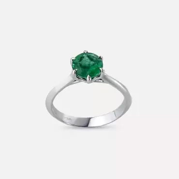 Glenn 1.28 CT Zümrüt Taşlı Beyaz Altın Yüzük - Nev Jewellery (1)