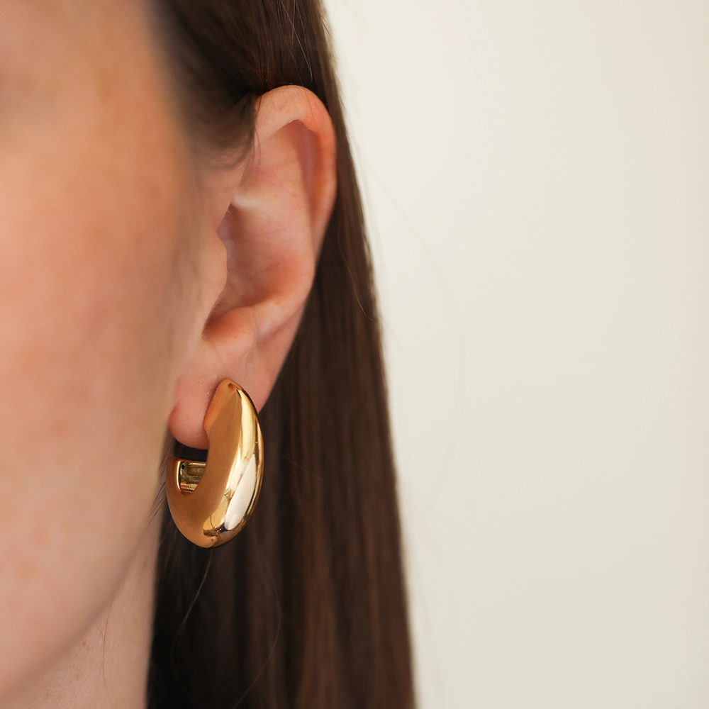 Glide Yellow Gold Italian Earring - 1