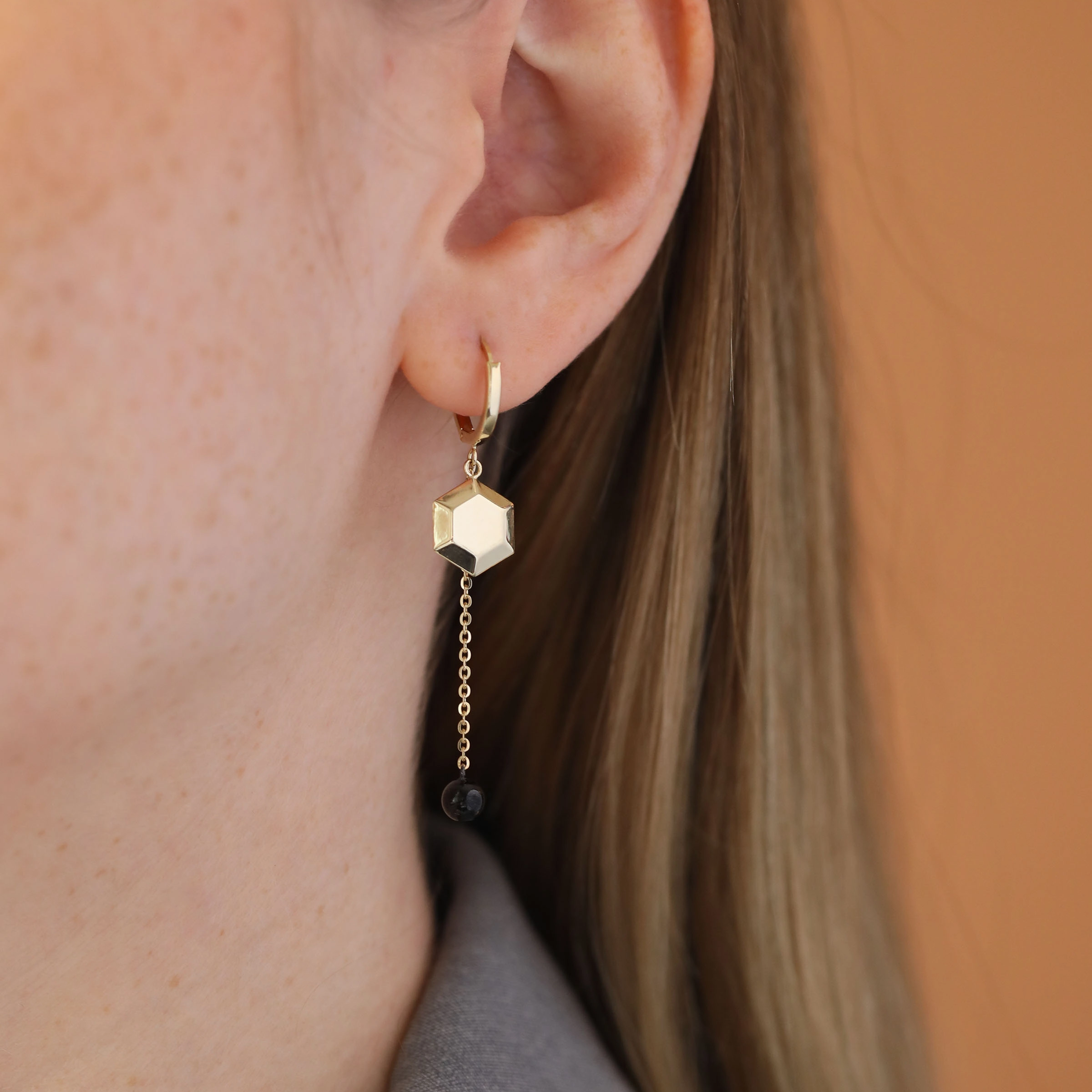 Globe Yellow Gold Dangling Earring - Nev Jewellery (1)