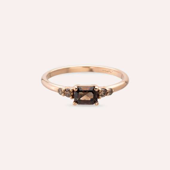 Gloria 0.68 CT Cognac Rose Cut Diamond and Brown Diamond Ring - 6