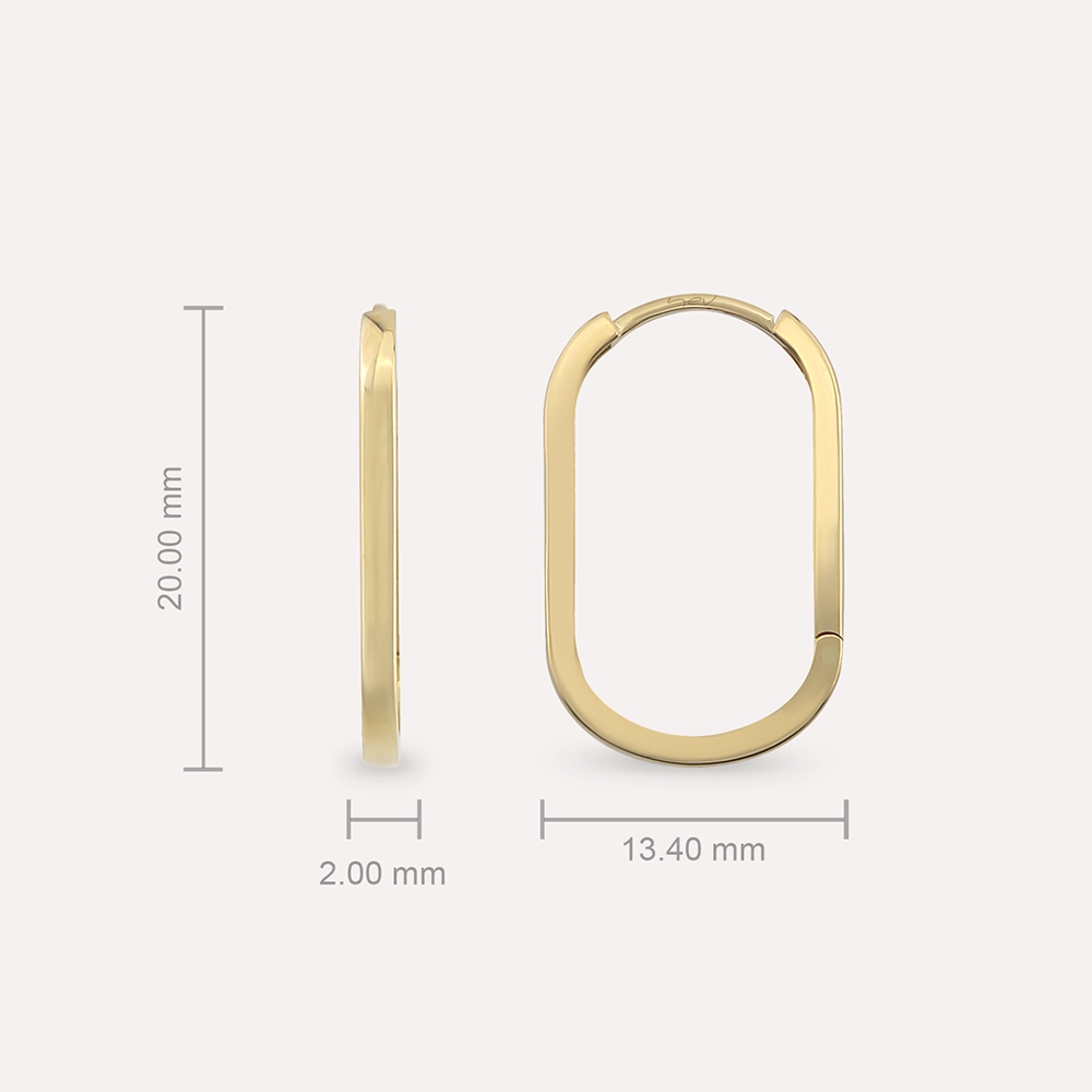 Yellow Gold Oval Earring - 4