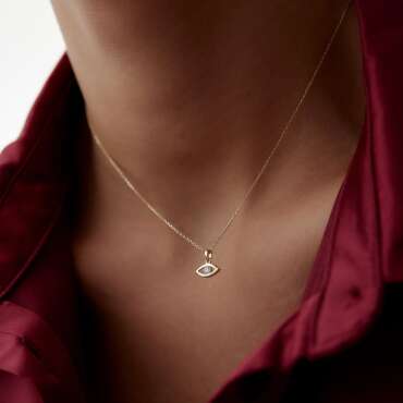 Göz Beyaz Taşlı Kolye - NEV JEWELLERY (1)