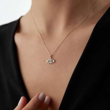 Göz Turkuaz Mineli Kolye - NEV JEWELLERY (1)
