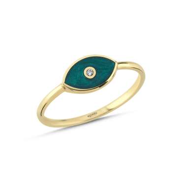 Göz Yeşil Mineli Taşlı Yüzük - NEV JEWELLERY