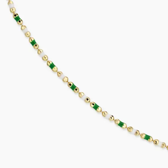 Green and White Enamel Yellow Gold Golf Necklace - 2