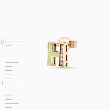 Green Enamel and Diamond H Letter Single Earring - Nev Jewellery (1)