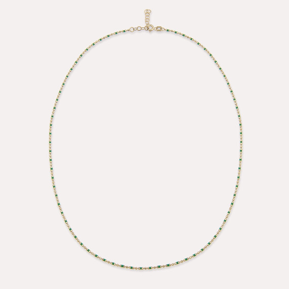Green Enamel Yellow Gold Golf Necklace - Nev Jewellery