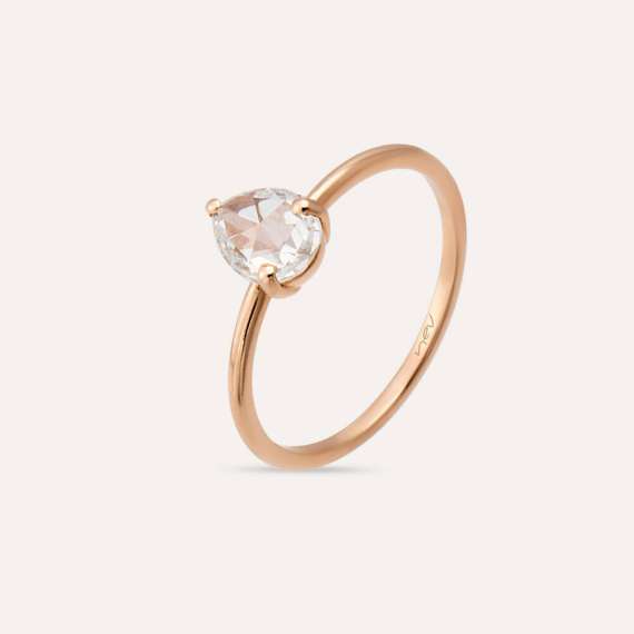 Greta 0.58 CT Pear Cut Rose Cut Diamond Solitaire Ring - 3