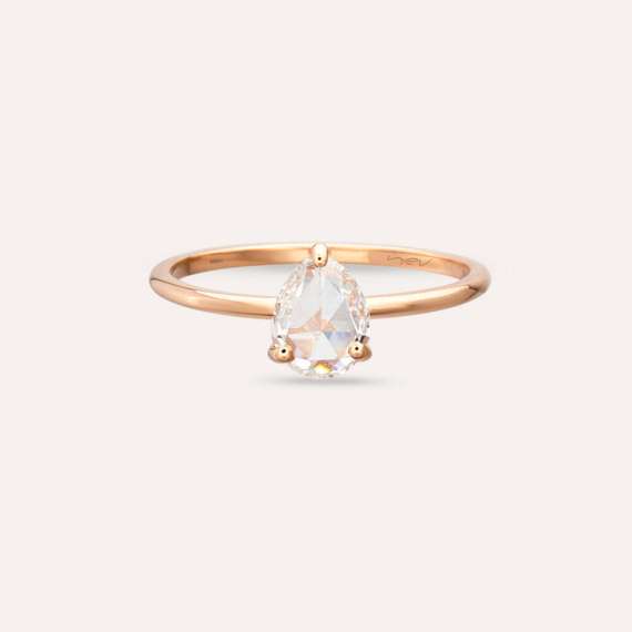 Greta 0.58 CT Pear Cut Rose Cut Diamond Solitaire Ring - 5