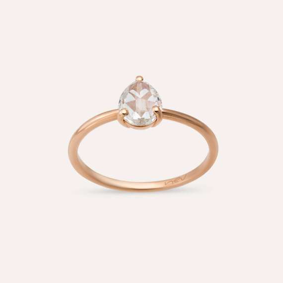 Greta 0.58 CT Pear Cut Rose Cut Diamond Solitaire Ring - 1