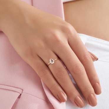 Greta 0.58 CT Pear Cut Rose Cut Diamond Solitaire Ring - Nev Jewellery (1)