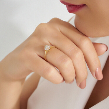 Güneş 0.16 CT Baguette Cut Diamond Yellow Gold Ring - Nev Jewellery (1)