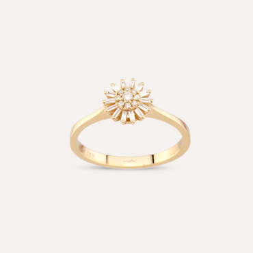 Güneş 0.16 CT Baguette Cut Diamond Yellow Gold Ring - Nev Jewellery