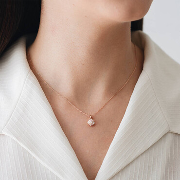 Güneş 0.17 CT Baguette Cut Diamond Rose Gold Pendant - Nev Jewellery (1)