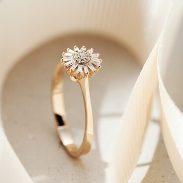 Güneş 0.19 CT Baguette Cut Diamond Rose Gold Ring - Nev Jewellery