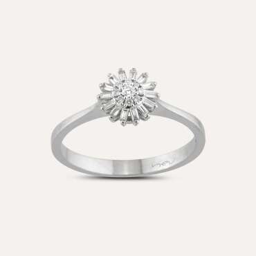 Güneş 0.25 CT Baget Pırlanta Taşlı Beyaz Altın Yüzük - Nev Jewellery (1)
