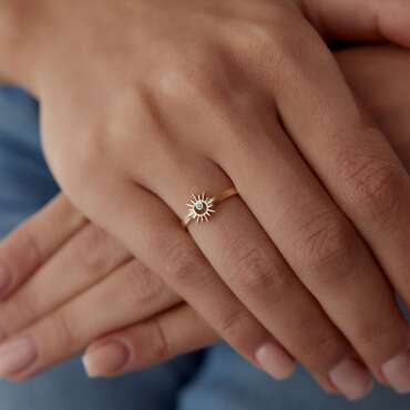 Güneş Firuze Taşlı Yüzük - NEV JEWELLERY