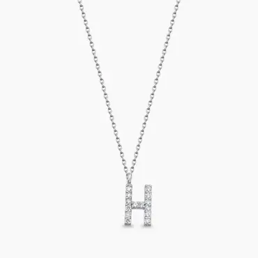 H Harf 0.09 CT Pırlanta Taşlı Beyaz Altın Kolye - Nev Jewellery (1)