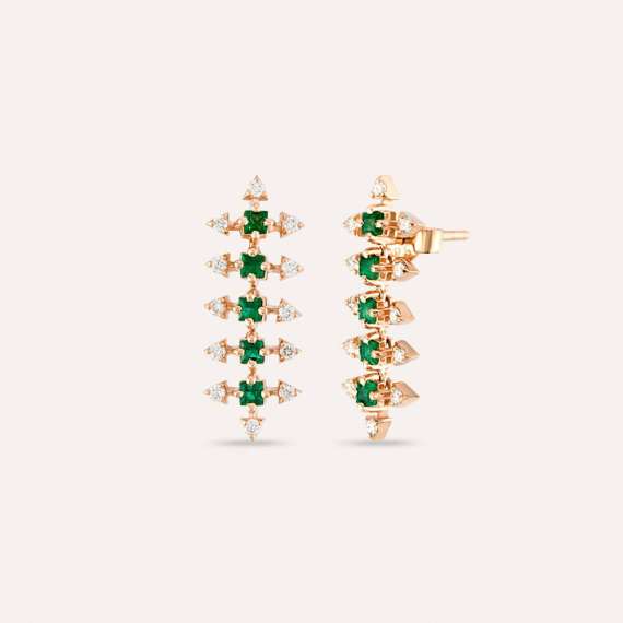 Halley 0.69 CT Diamond and Emerald Earring - 1