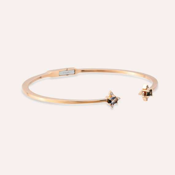 Halleystar Pırlanta ve Safir Taşlı Kelepçe Bilezik - 3