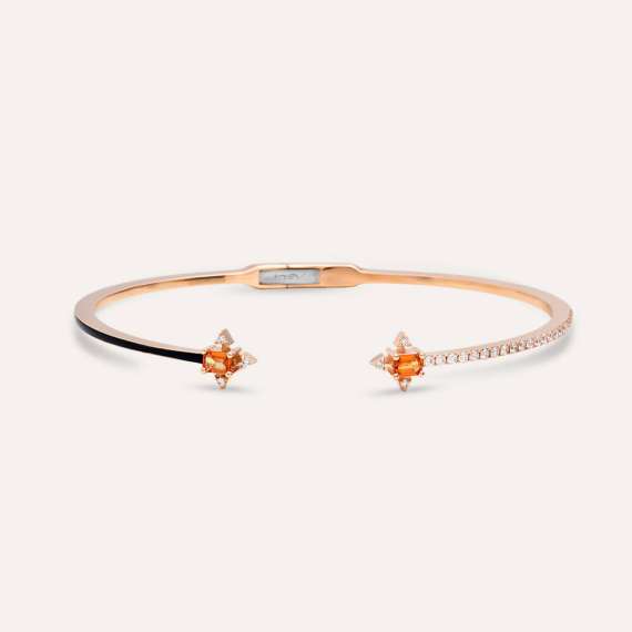 Halleystar 0.92 CT Diamond, Orange Sapphire and Black Enamel Bracelet - 1