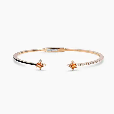 Halleystar Pırlanta, Orange Safir Taşlı ve Siyah Mineli Bilezik - Nev Jewellery (1)