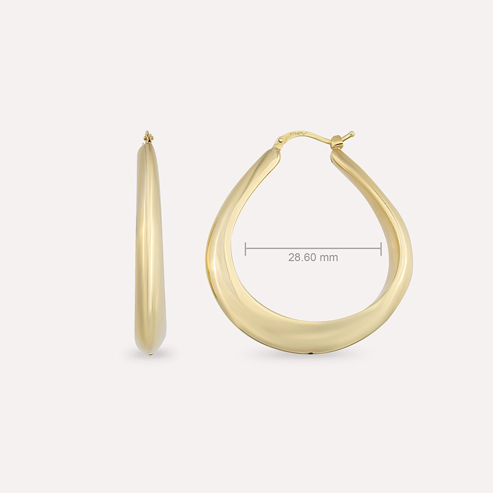 Halo Yellow Gold Italian Hoop Earring - 3