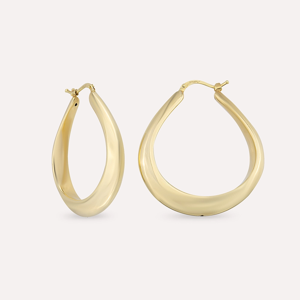 Halo Yellow Gold Italian Hoop Earring - 2