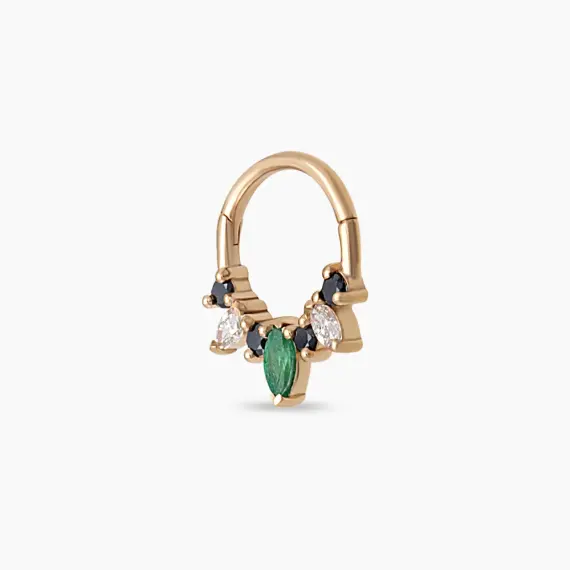 Hana Emerald and Black Diamond Rose Gold Hoop Piercing - 4