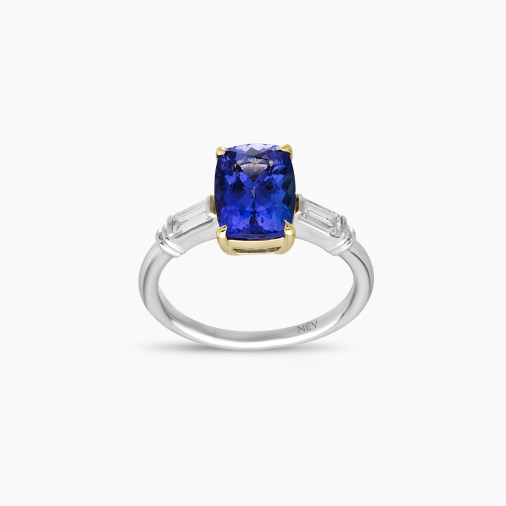 Harper 3.26 CT Tanzanite and Baguette Cut Diamond Ring - 1