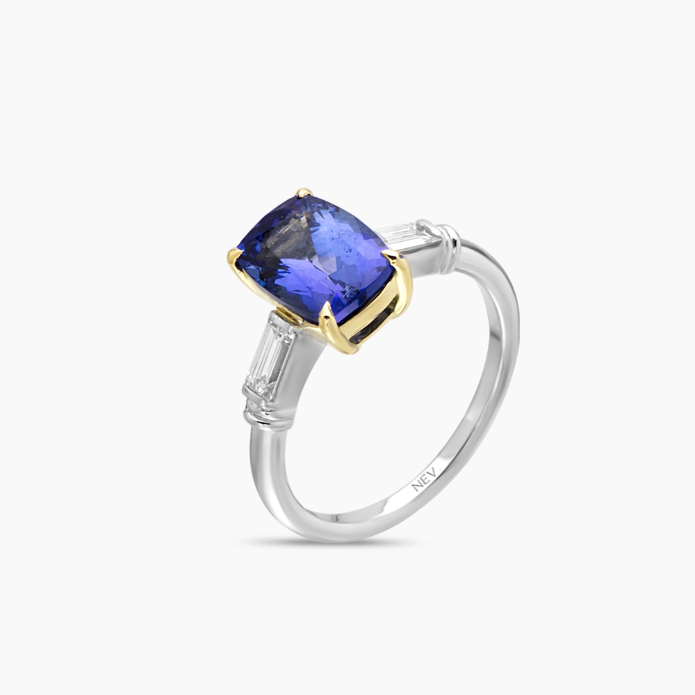 Harper 3.26 CT Tanzanite and Baguette Cut Diamond Ring - 3
