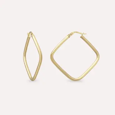Hash Sarı Altın Halka Küpe - Nev Jewellery (1)