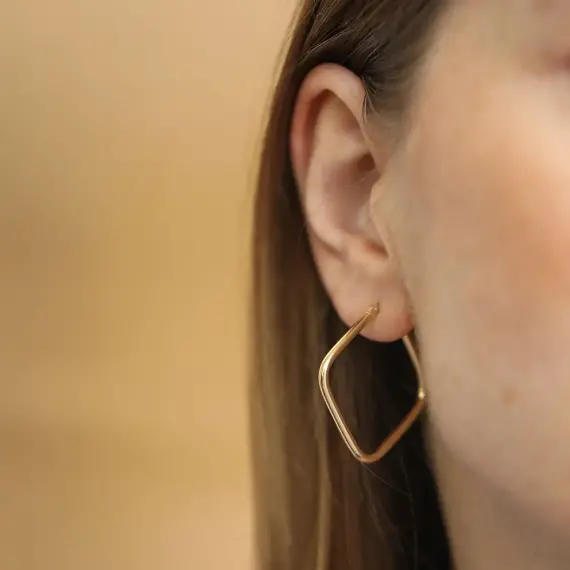 Hash Yellow Gold Hoop Earring - 1