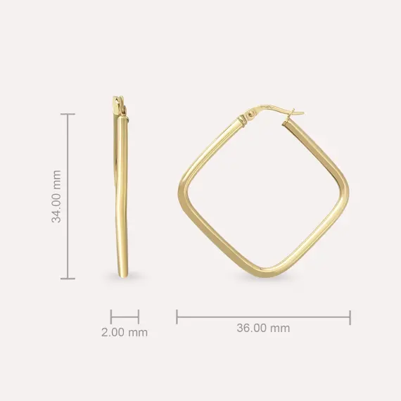 Hash Yellow Gold Hoop Earring - 3