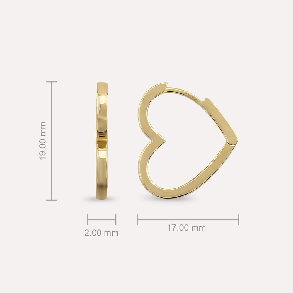 Heart Yellow Gold Earring - 2