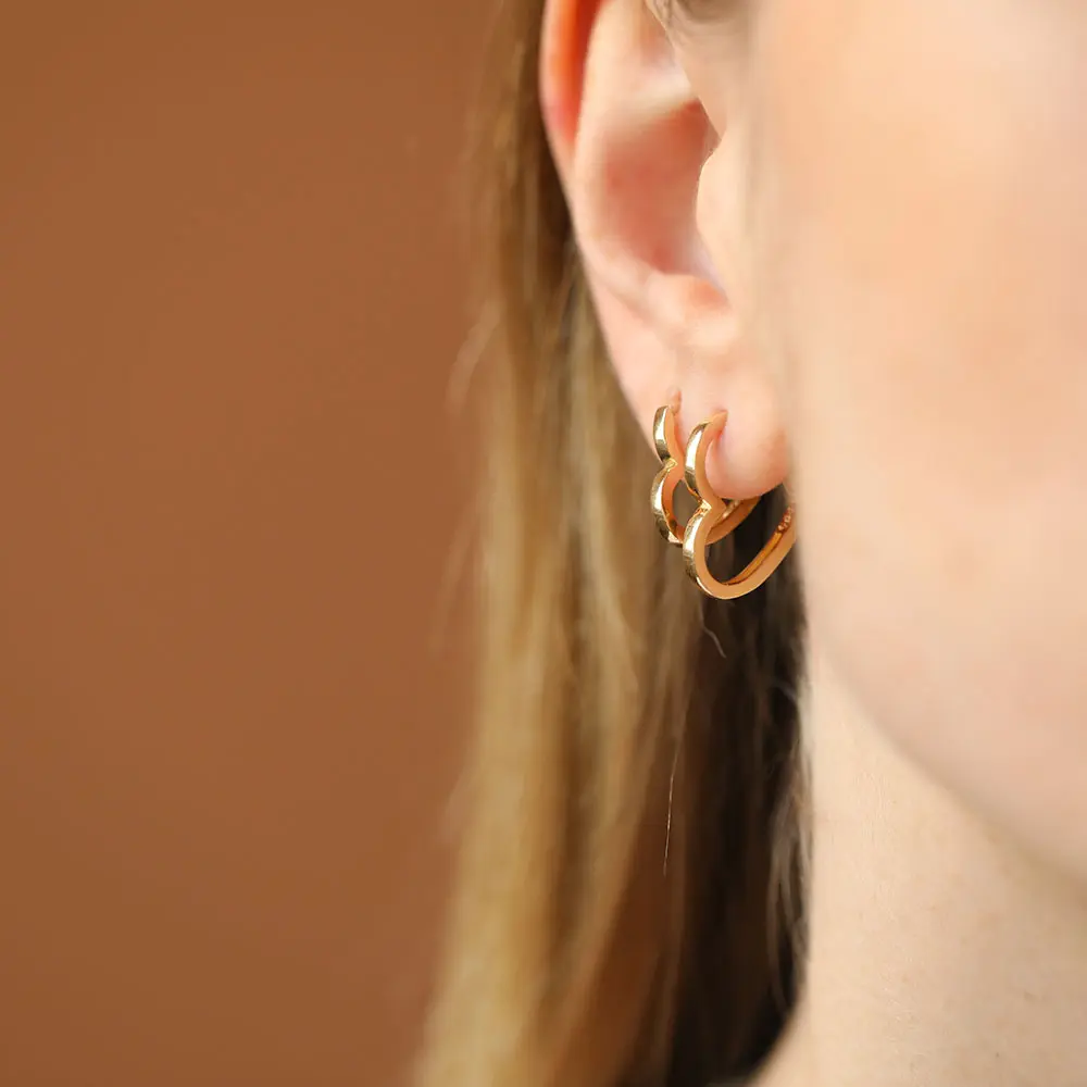 Heart Yellow Gold Earring - 2