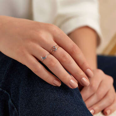 Hearts 0.07 CT Blue Sapphire and Diamond Ring - Nev Jewellery (1)