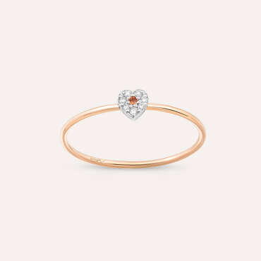 Hearts 0.07 CT Orange Sapphire and Diamond Ring - Nev Jewellery
