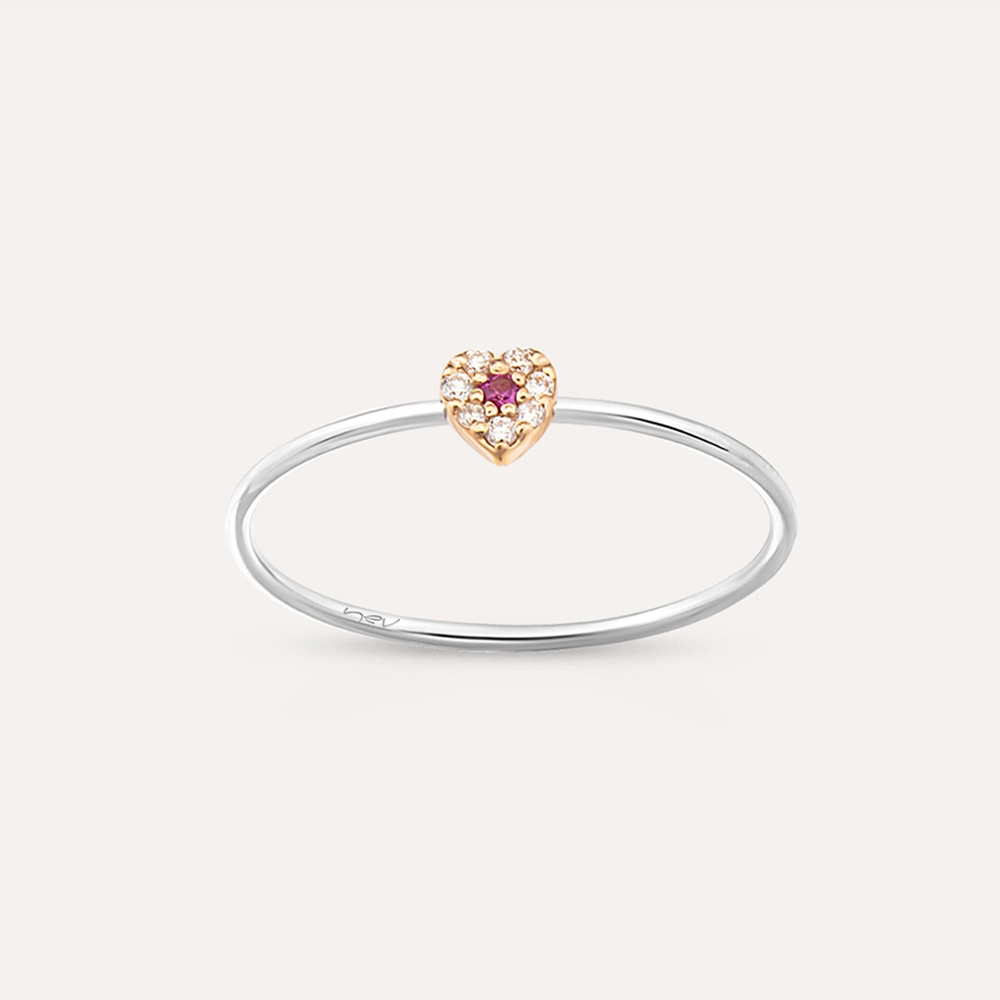Hearts 0.07 CT Pink Safir ve Pırlanta Taşlı Yüzük - Nev Jewellery (1)