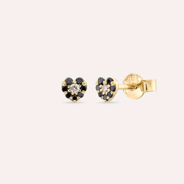 Hearts 0.13 CT Black Diamond Yellow Gold Earring - Nev Jewellery