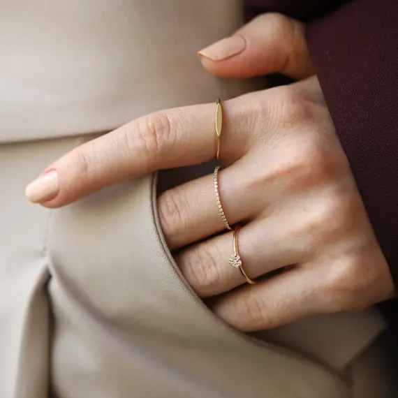 Hearts Diamond Yellow Gold Ring - 2