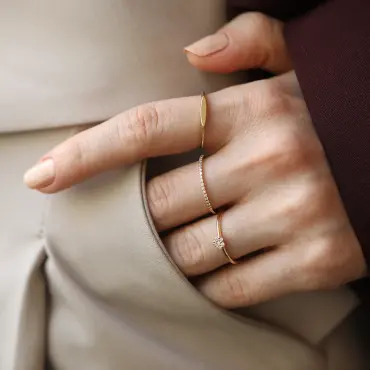 Hearts Pırlanta Taşlı Sarı Altın Yüzük - Nev Jewellery (1)