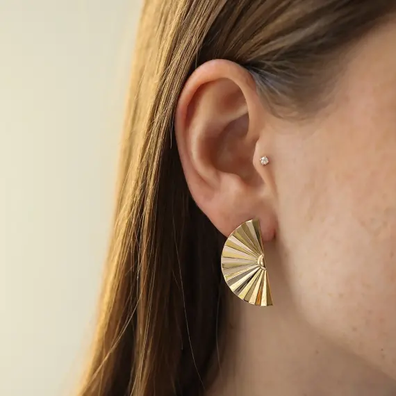 Helio Mini Yellow Gold Earring - 1
